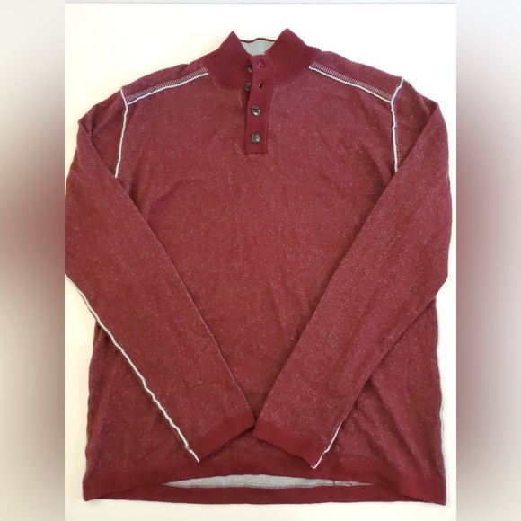 Sundance Highland Stitch Henley Burgundy Long Sleeve Pullover Sweater Size Large - Picture 2 of 5
